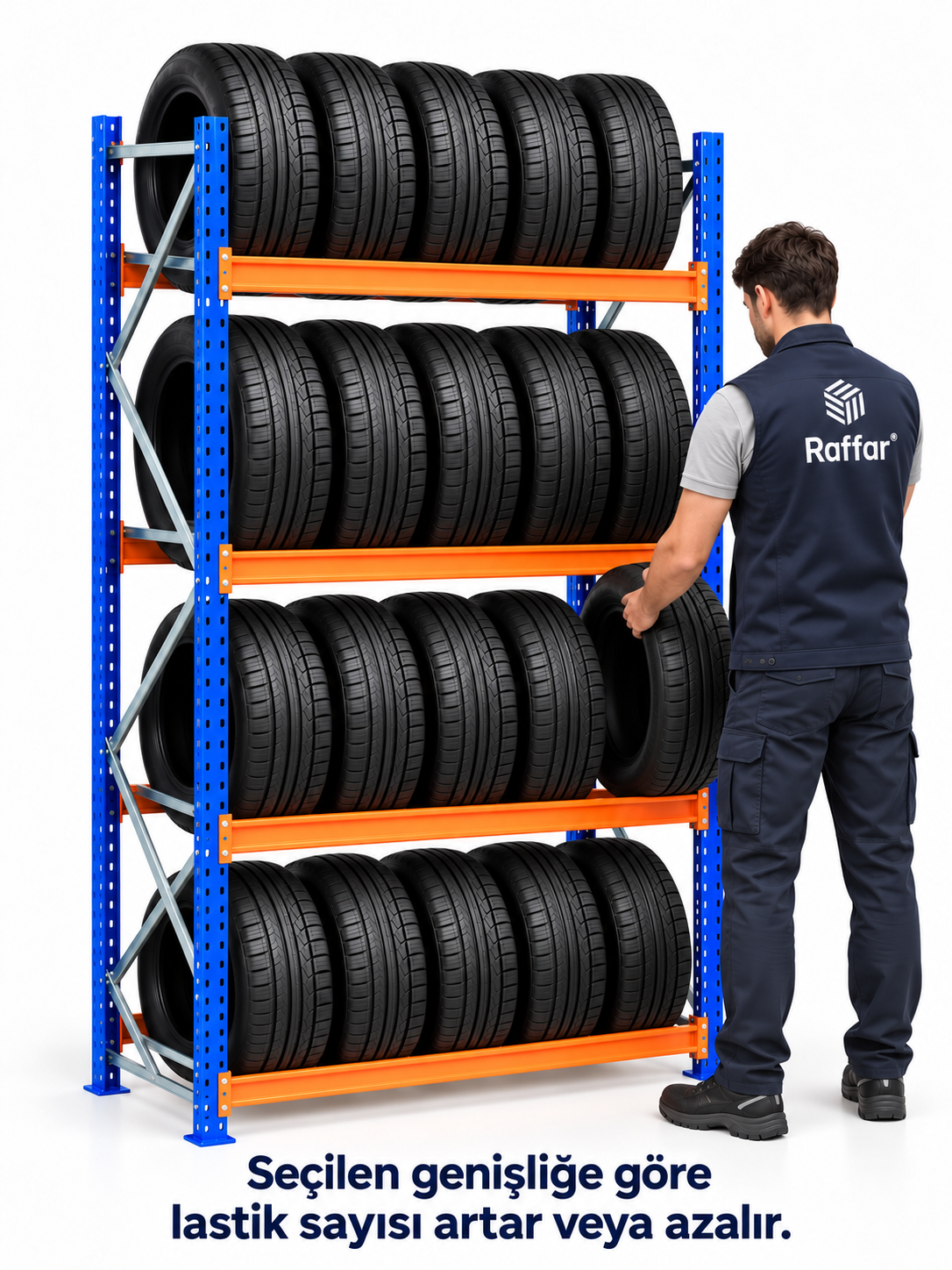 4 Katlı Otomobil Lastik Rafı – Metal Lastik Depolama Raf Sistemi
