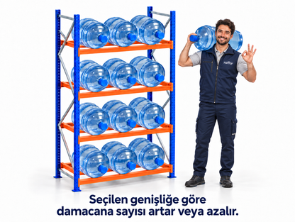 4 Katlı Metal Damacana Rafı – Su Depolama ve Teşhir Rafı