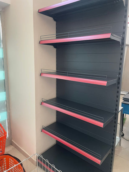 Anthracite Double-Sided Medium Gondola Shelving Unit with 4 Shelves | Supermarket Shelving | W90CM H140 CM|