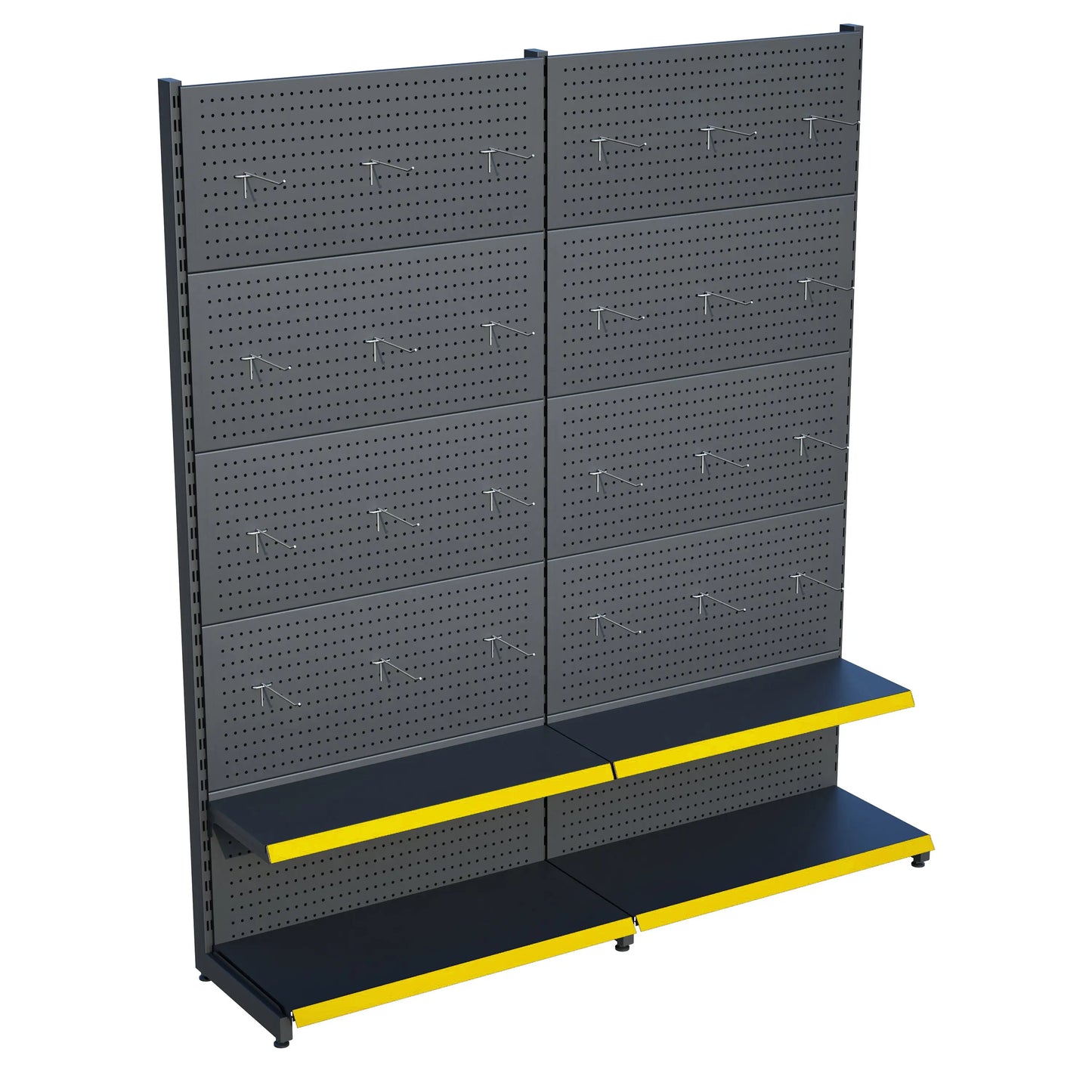 Antrasit Metal 2'li Birleşik 2 Katlı Market Raf Sistemi | Market Rafı | G180CM Yükseklik H220 CM| Raffar