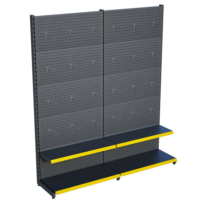 Antrasit Metal 2'li Birleşik 2 Katlı Market Raf Sistemi | Market Rafı | G180CM Yükseklik H220 CM| Raffar