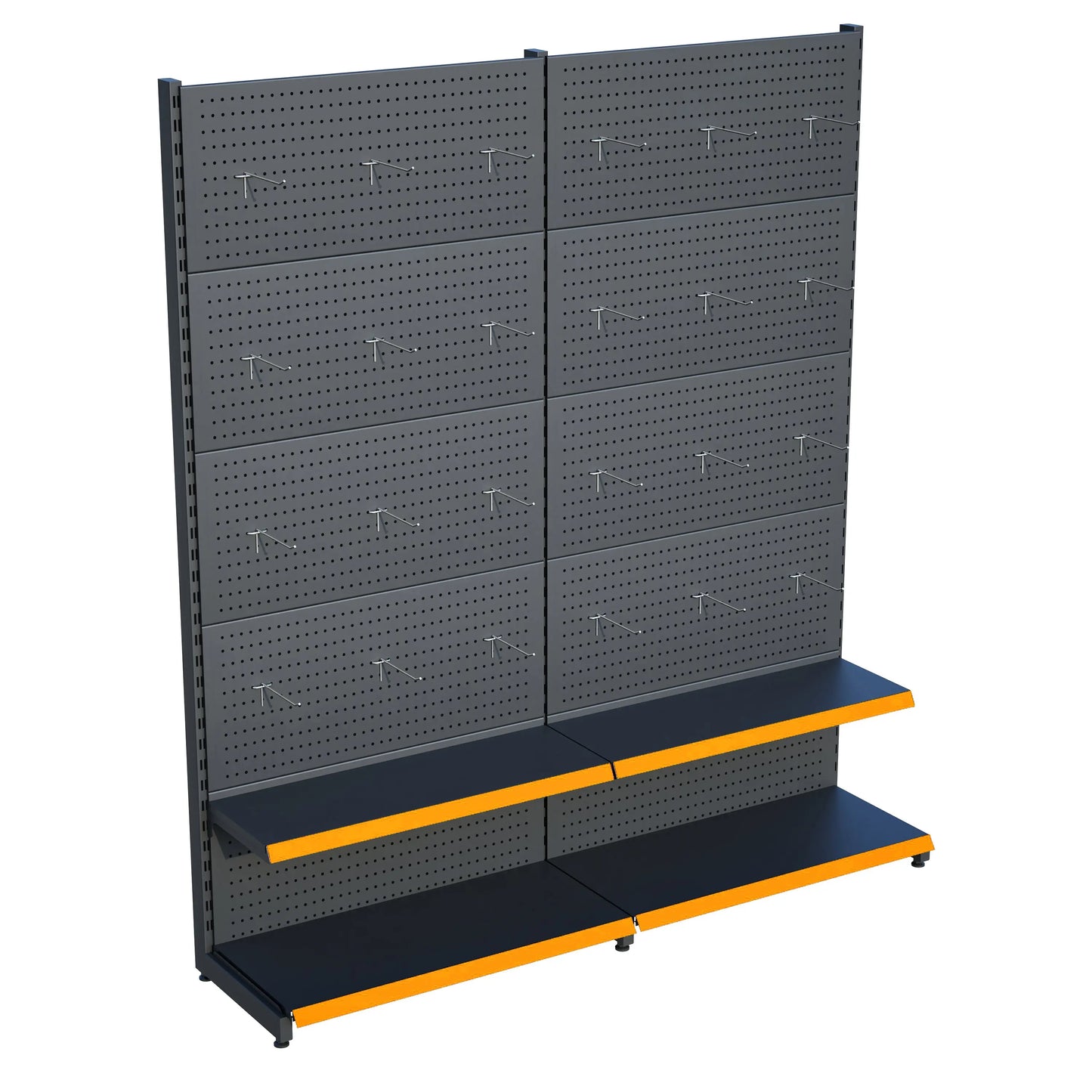 Antrasit Metal 2'li Birleşik 2 Katlı Market Raf Sistemi | Market Rafı | G180CM Yükseklik H220 CM| Raffar