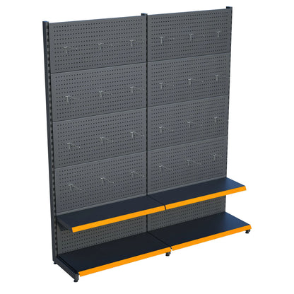 Antrasit Metal 2'li Birleşik 2 Katlı Market Raf Sistemi | Market Rafı | G180CM Yükseklik H220 CM| Raffar