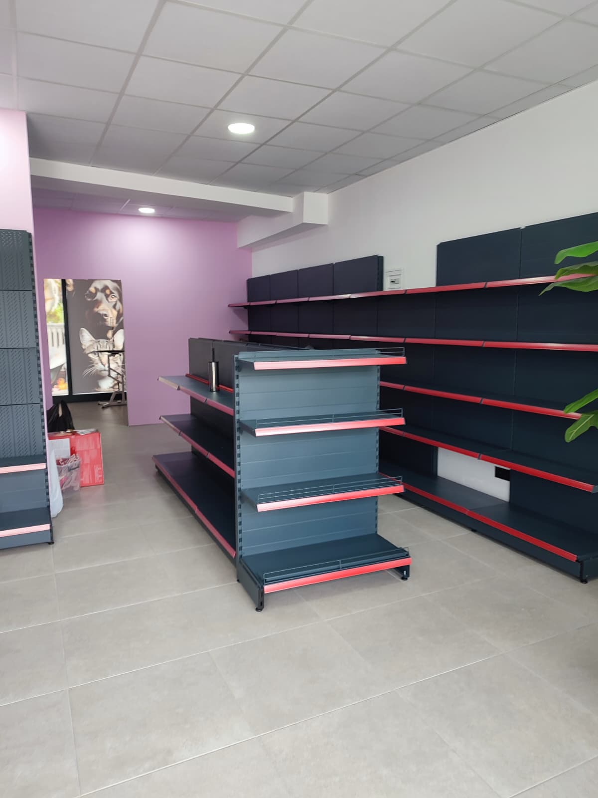 Anthracite Metal Double-Sided Gondola Shelving Unit, 4-Tier, 5-Bay Connected | Supermarket Shelf System | Supermarket Shelving | H140CM Height | G450CM Length