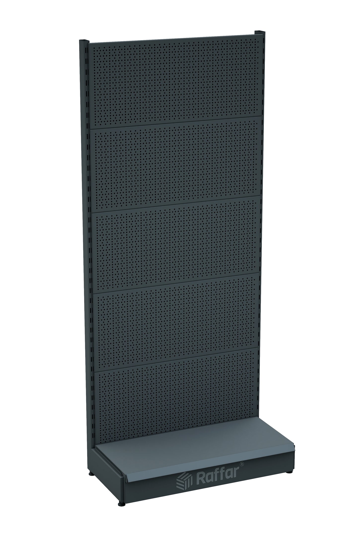 Bazalı Delikli Hırdavat Rafı – Antrasit, Tek Ünite – W90 × H220 × D30/40 cm