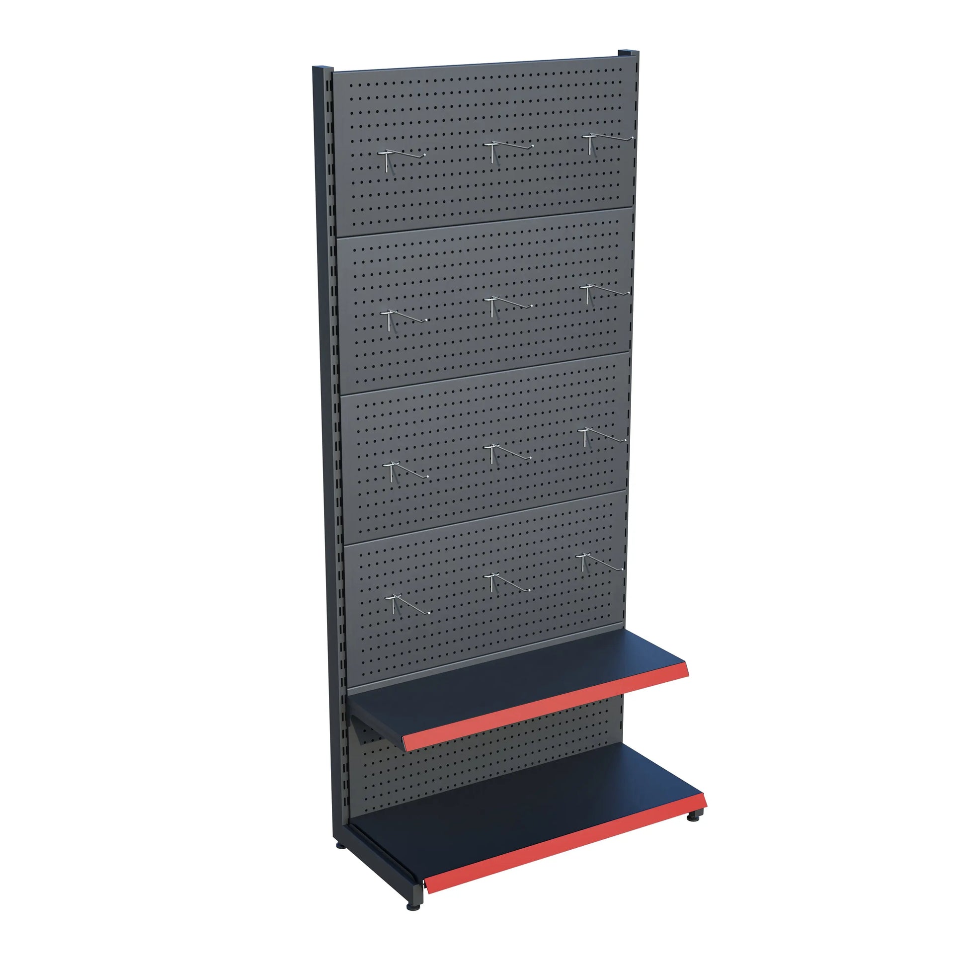 Antrasit Metal Delikli 2 Katlı Market Raf Sistemi | Hırdavat Rafı |  G90CM Yükseklik H220 CM| Raffar