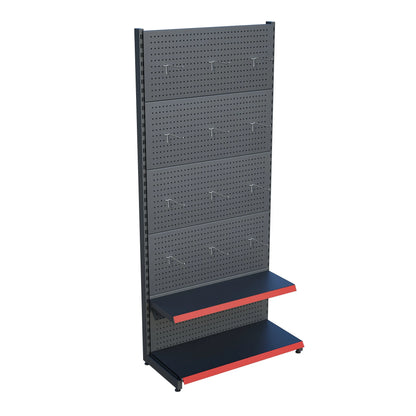 Antrasit Metal Delikli 2 Katlı Market Raf Sistemi | Hırdavat Rafı |  G90CM Yükseklik H220 CM| Raffar