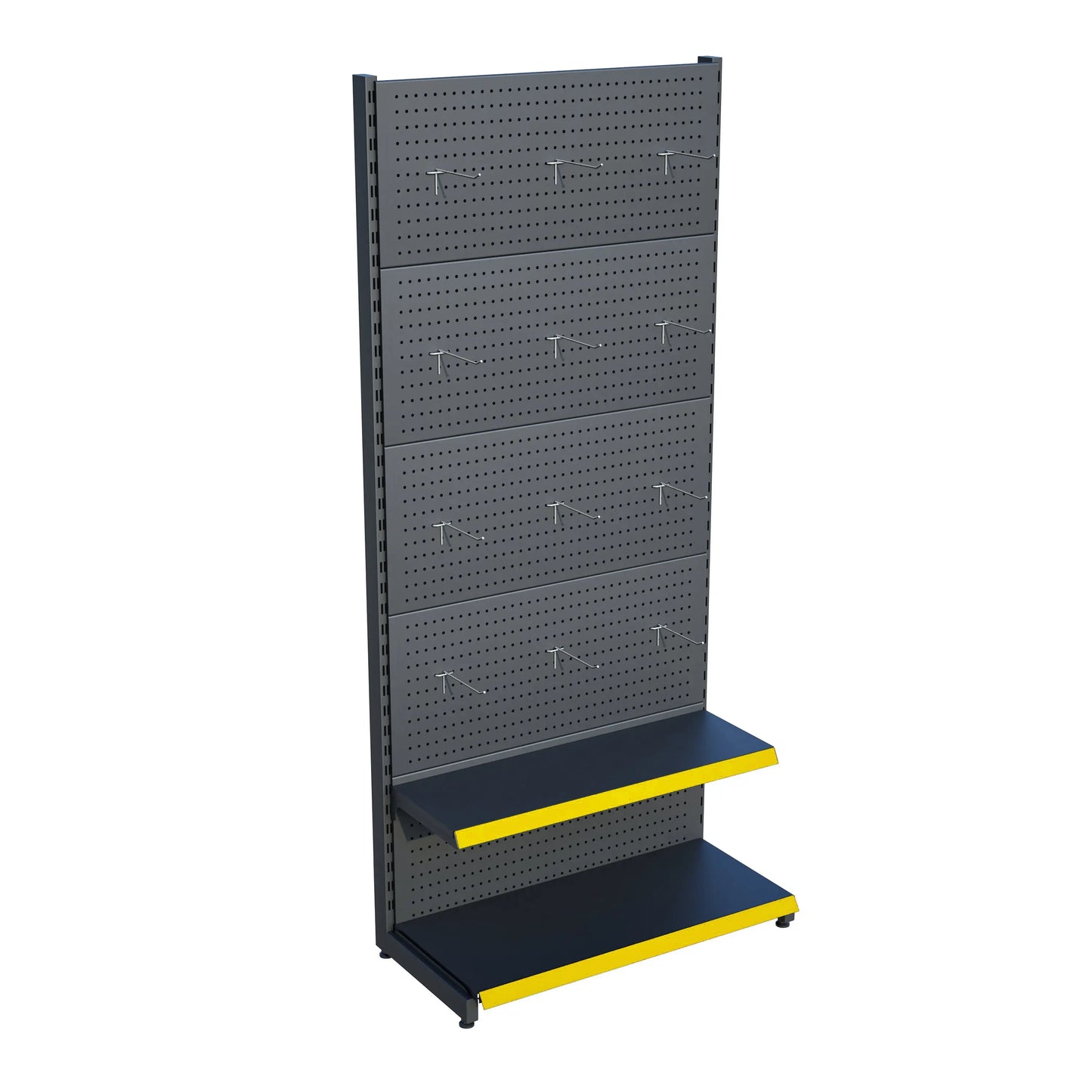 Antrasit Metal Delikli 2 Katlı Market Raf Sistemi | Hırdavat Rafı |  G90CM Yükseklik H220 CM| Raffar