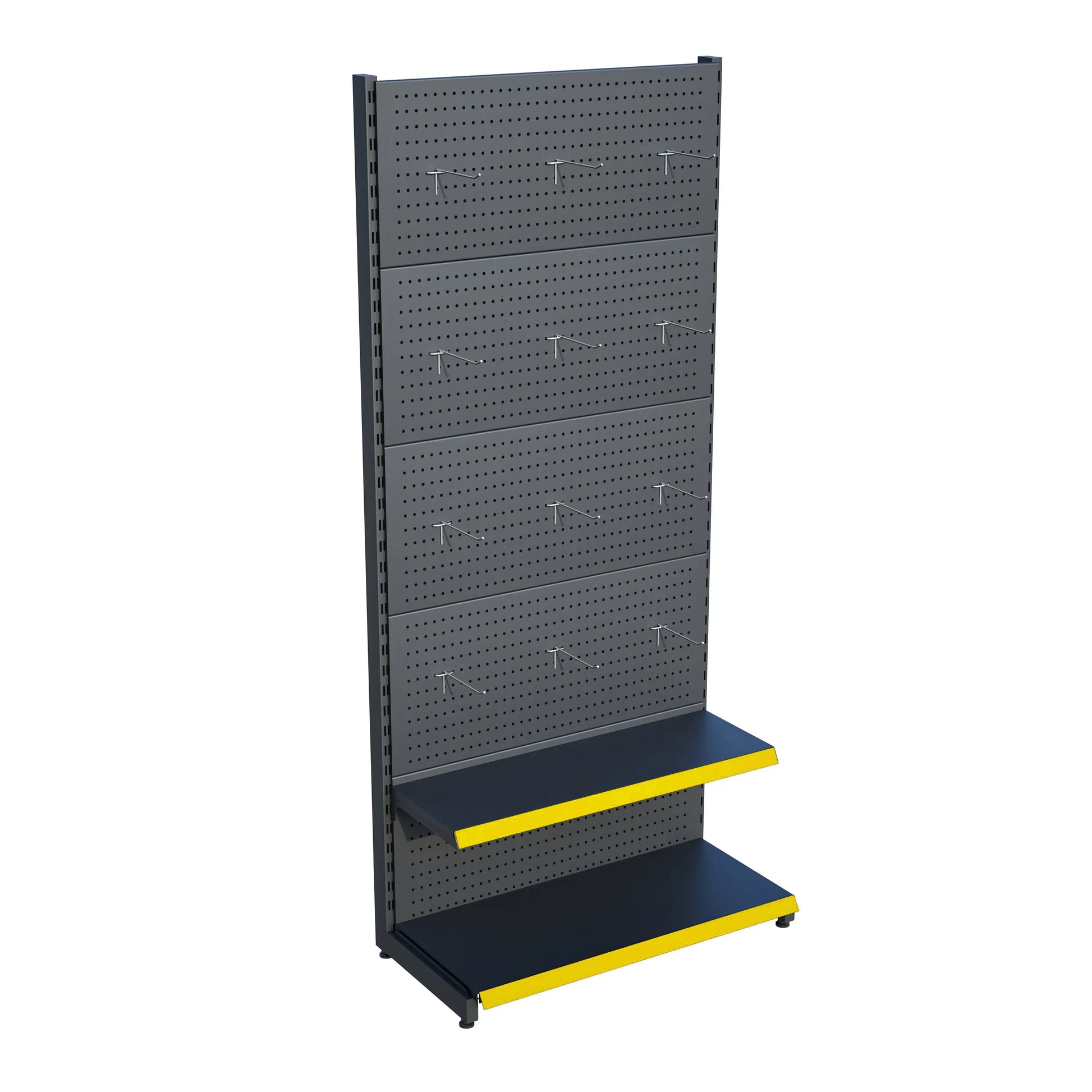 Antrasit Metal Delikli 2 Katlı Market Raf Sistemi | Hırdavat Rafı |  G90CM Yükseklik H220 CM| Raffar