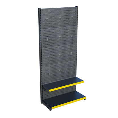Antrasit Metal Delikli 2 Katlı Market Raf Sistemi | Hırdavat Rafı |  G90CM Yükseklik H220 CM| Raffar