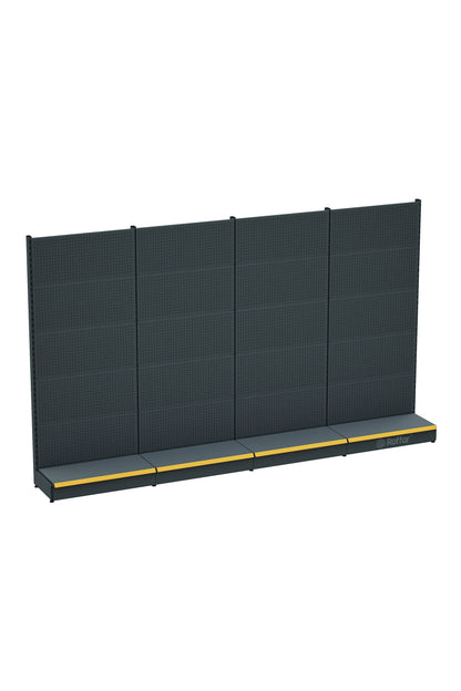 Bazalı Delikli Hırdavat Rafı – Antrasit, 4 Ünite – W360 × H220 × D30/40 cm