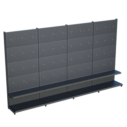 Antrasit Renk Metal 4'lü Birleşik 2 Katlı Market Raf Sistemi | Market Rafı |  G360 CMYükseklik H220 CM| Raffar