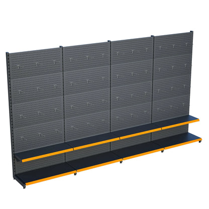 Antrasit Renk Metal 4'lü Birleşik 2 Katlı Market Raf Sistemi | Market Rafı |  G360 CMYükseklik H220 CM| Raffar