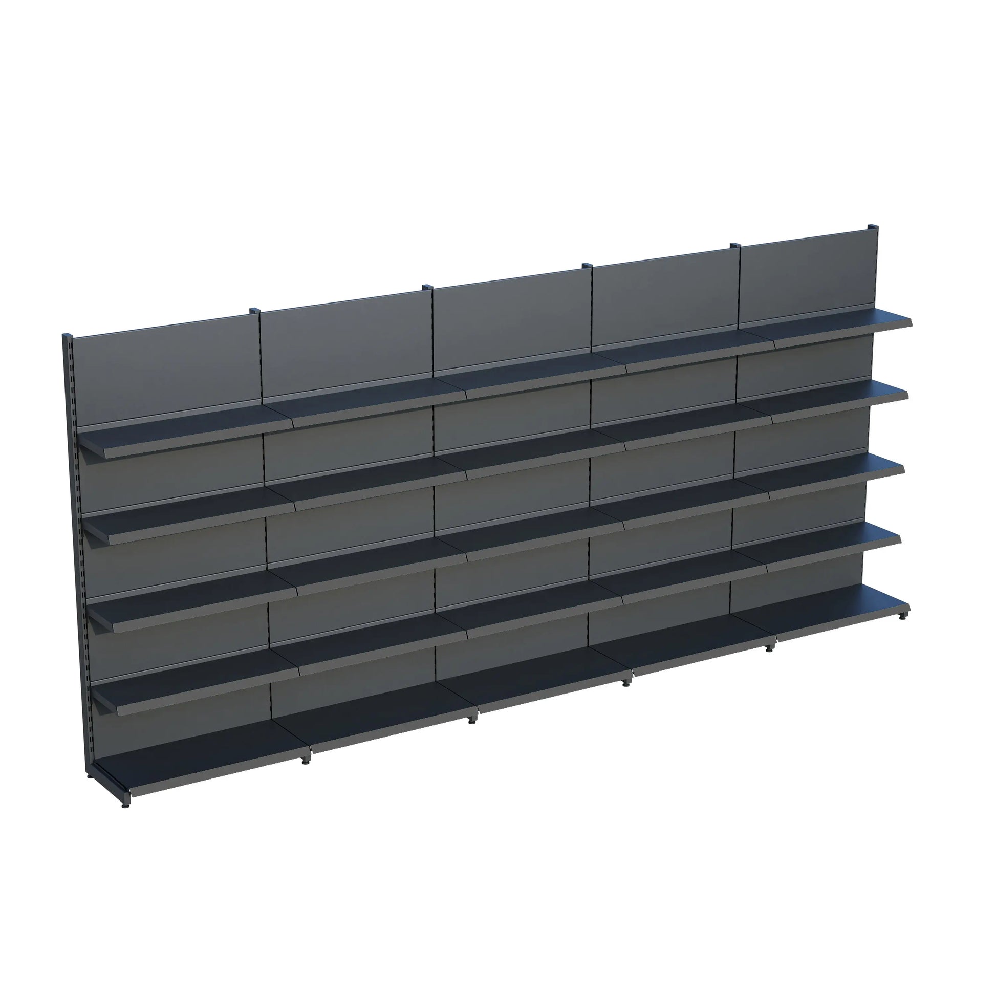 Antrasit Siyah Metal 5 Katlı 5'lİ Birleşik Katlı Market Raf Sistemi | Market Rafı | G450CM Yükseklik H220 CM| Raffar