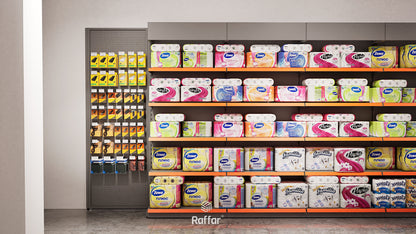 Bazalı Çift Yönlü Market Orta Reyon Rafı – 4 Katlı Antrasit, Tek Ünite – W90 × H140 × D30/40 cm