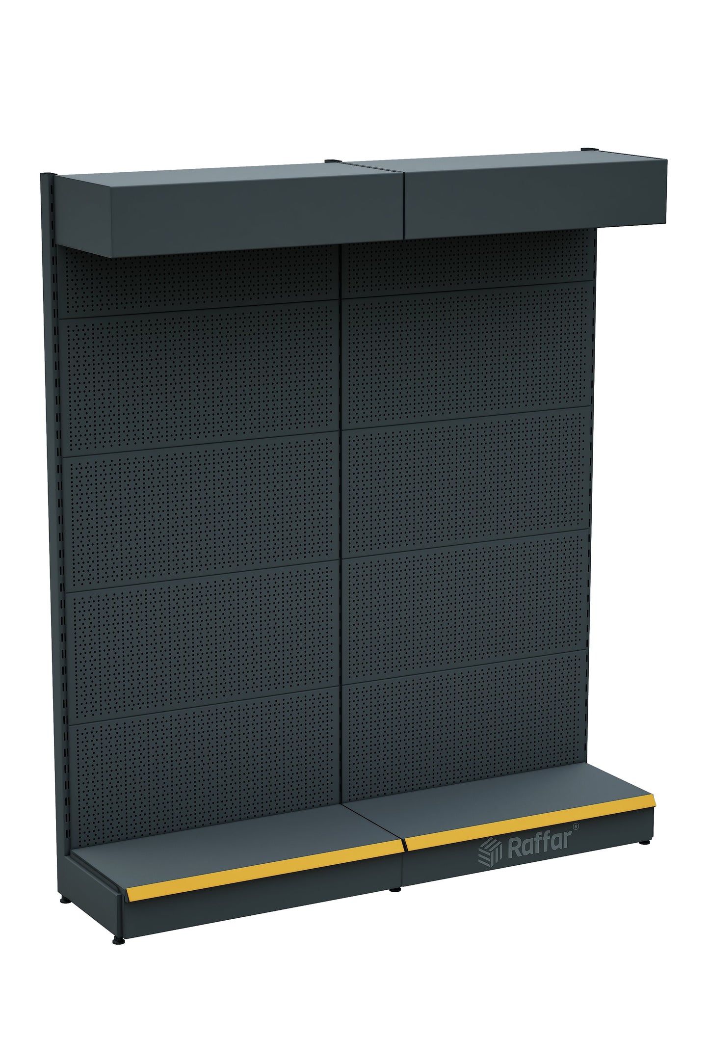 Şapkalı ve Bazalı Delikli Hırdavat Rafı – Antrasit, 2 Ünite – W180 × H220 × D30/40 cm