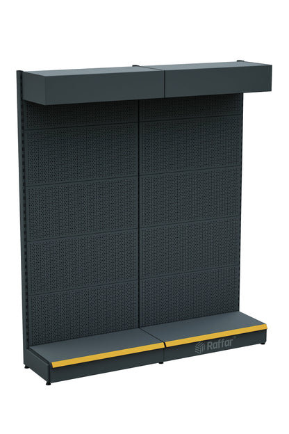 Şapkalı ve Bazalı Delikli Hırdavat Rafı – Antrasit, 2 Ünite – W180 × H220 × D30/40 cm