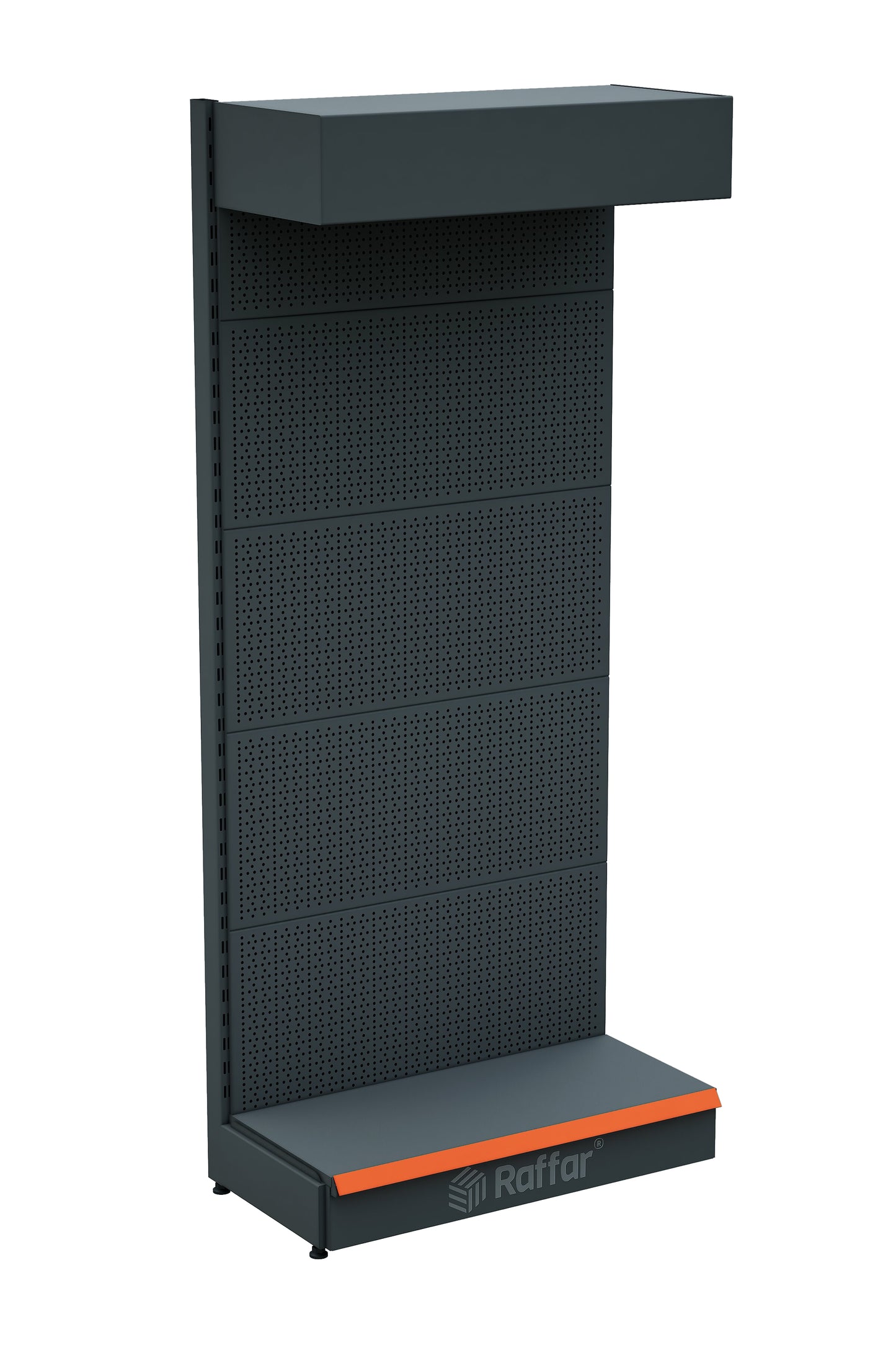 Şapkalı ve Bazalı Delikli Hırdavat Rafı – Antrasit, Tek Ünite – W90 × H220 × D30/40 cm