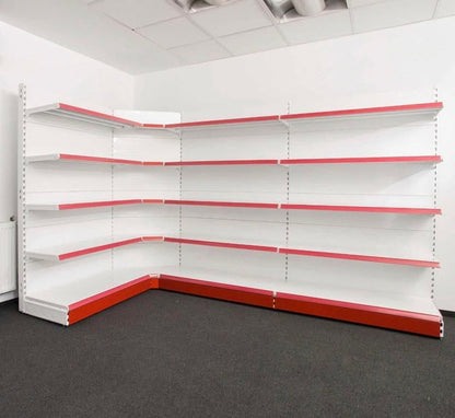 White Perforated Metal 5-Unit Combined 2-Tier Supermarket Shelf System | Hardware Shelf | D450CM Height 220 CM|