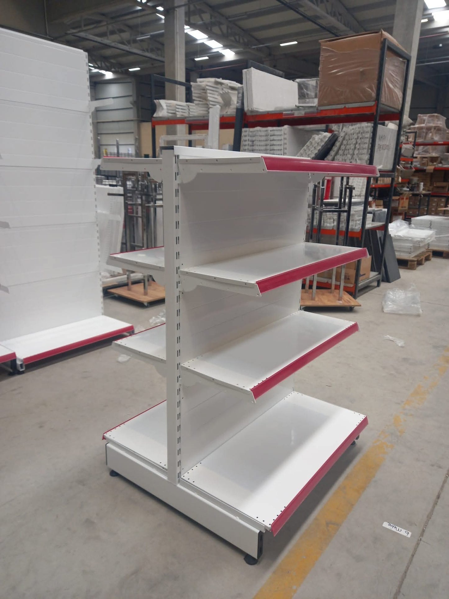 White Metal Double-Sided 2-Tier Supermarket Shelf System | Shop Shelf | H180CM Height W220 CM|