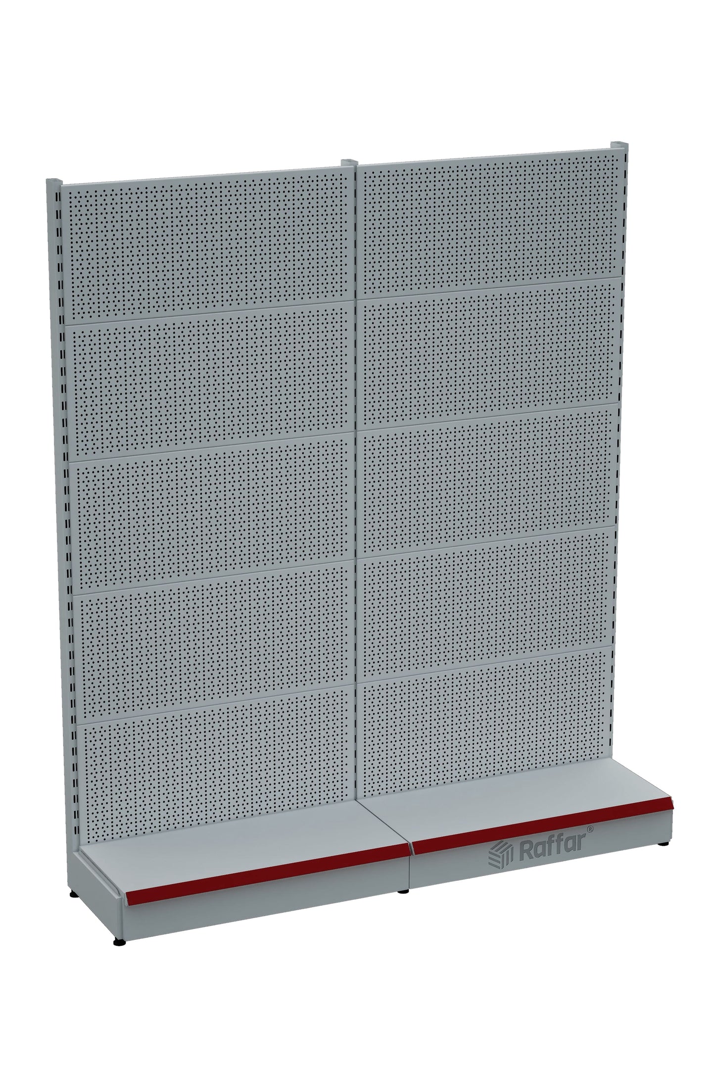 Bazalı Delikli Hırdavat Rafı – Beyaz, 2 Ünite – W180 × H220 × D30/40 cm