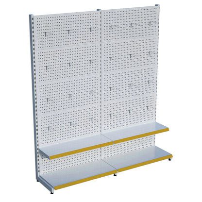 Beyaz Metal 2'li Birleşik 2 Katlı Market Raf Sistemi | Market Rafı | G180CM Yükseklik H220 CM| Raffar