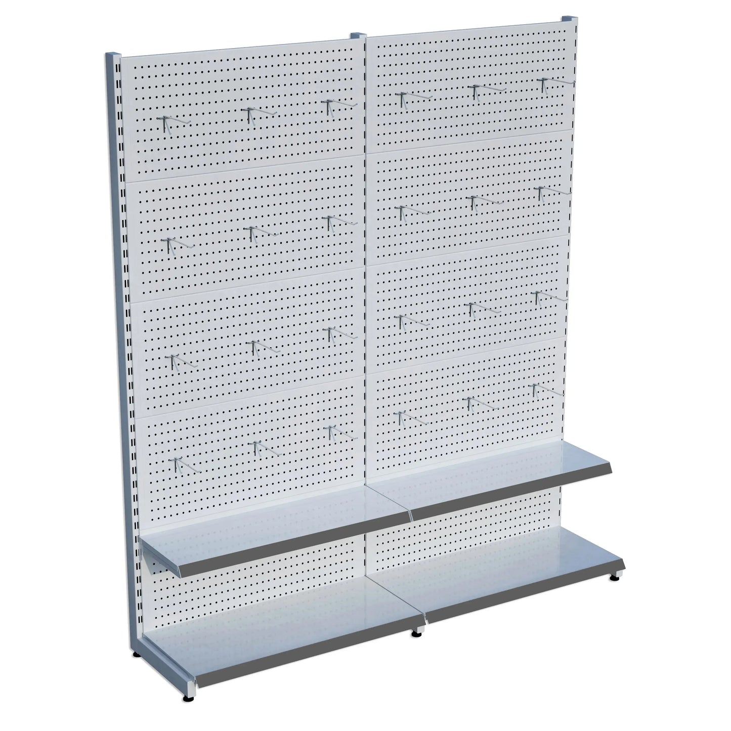 Beyaz Metal 2'li Birleşik 2 Katlı Market Raf Sistemi | Market Rafı | G180CM Yükseklik H220 CM| Raffar