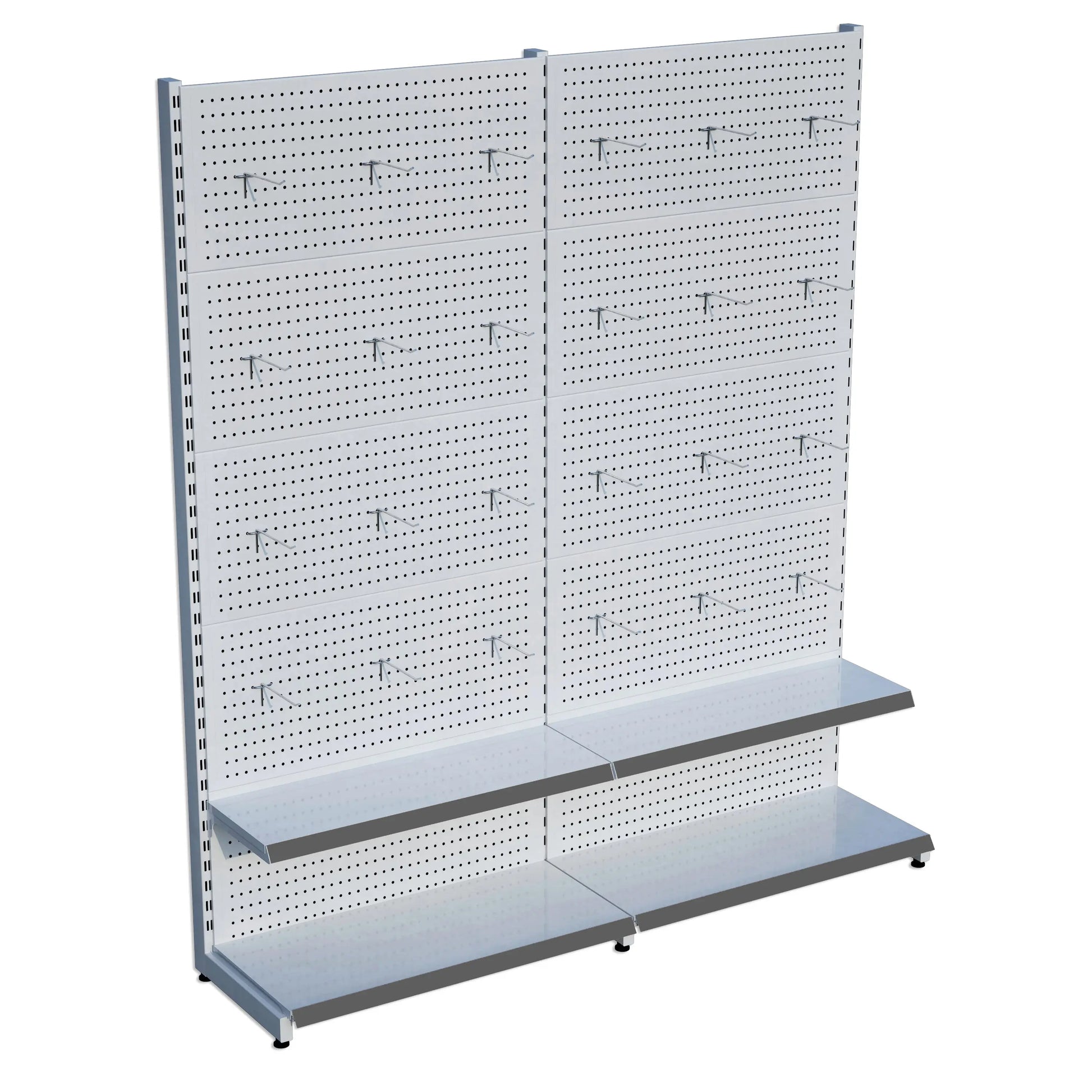 Beyaz Metal 2'li Birleşik 2 Katlı Market Raf Sistemi | Market Rafı | G180CM Yükseklik H220 CM| Raffar