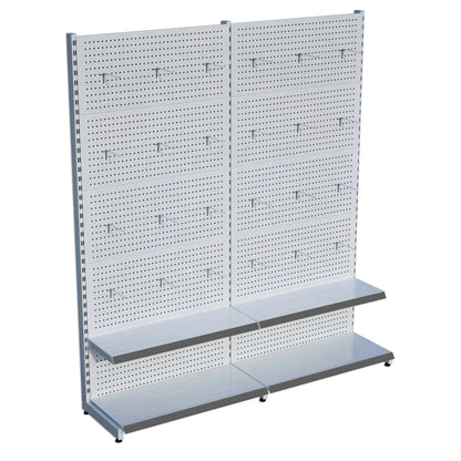 Beyaz Metal 2'li Birleşik 2 Katlı Market Raf Sistemi | Market Rafı | G180CM Yükseklik H220 CM| Raffar