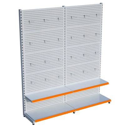 Beyaz Metal 2'li Birleşik 2 Katlı Market Raf Sistemi | Market Rafı | G180CM Yükseklik H220 CM| Raffar