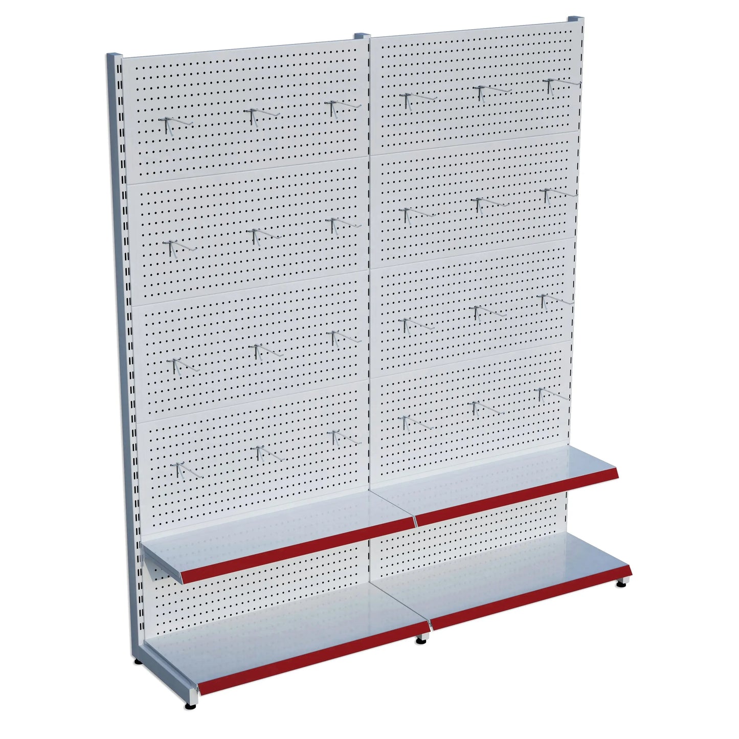 Beyaz Metal 2'li Birleşik 2 Katlı Market Raf Sistemi | Market Rafı | G180CM Yükseklik H220 CM| Raffar