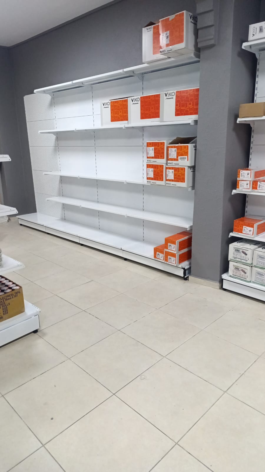 White Metal Double-Sided Central Aisle 4-Tier 2-Unit Combined Supermarket Shelf System | Supermarket Shelf | H180CM Height W140CM|