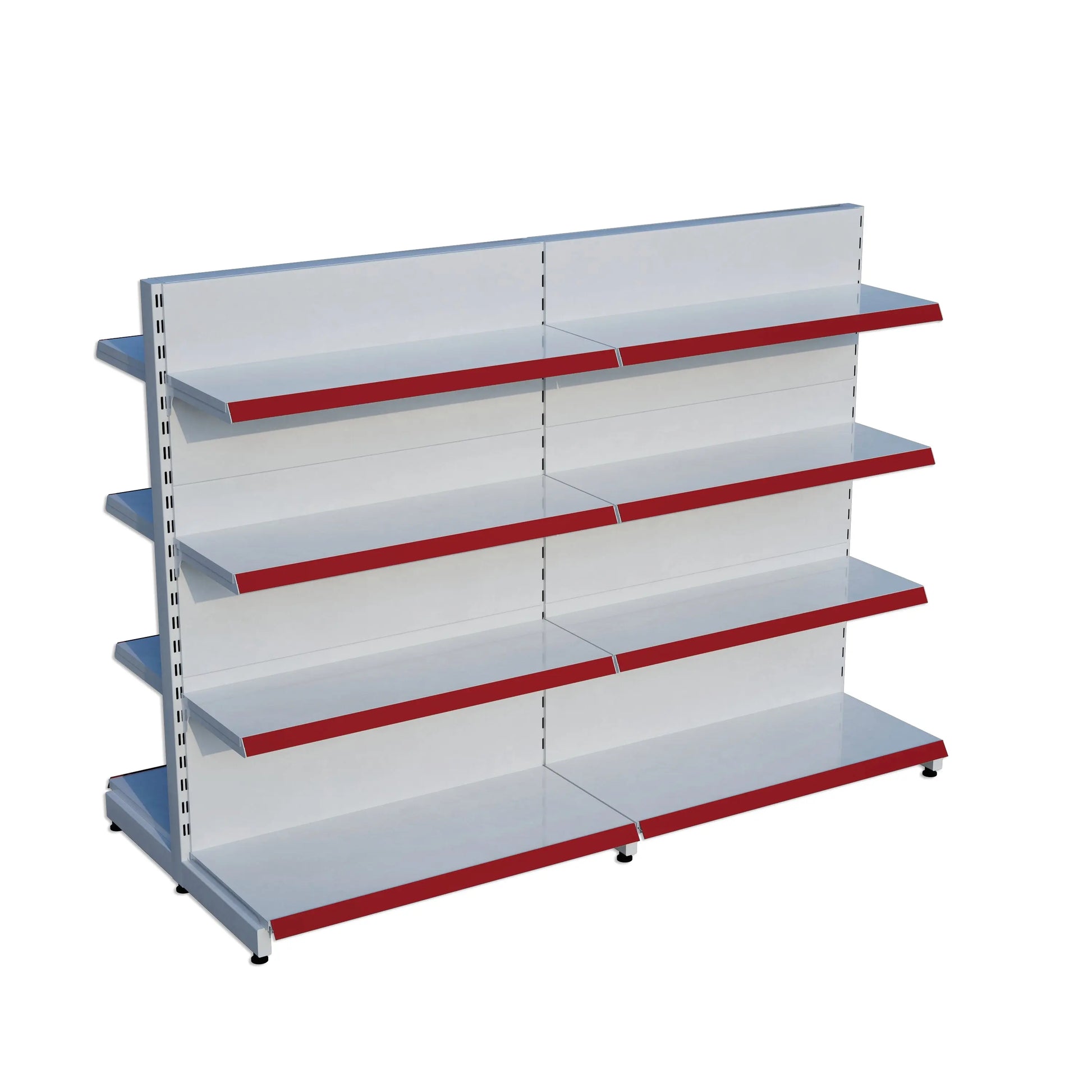 Beyaz Metal Çift Yönlü Orta Reyon 4 Katlı 2'li Birleşik  Market Raf Sistemi | Market Rafı |  G180CM Yükseklik H140 CM| Raffar