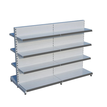 Beyaz Metal Çift Yönlü Orta Reyon 4 Katlı 2'li Birleşik  Market Raf Sistemi | Market Rafı |  G180CM Yükseklik H140 CM| Raffar