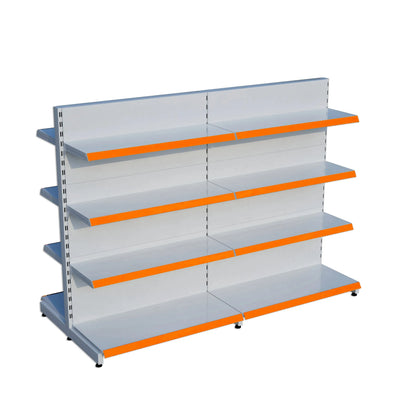 Beyaz Metal Çift Yönlü Orta Reyon 4 Katlı 2'li Birleşik  Market Raf Sistemi | Market Rafı |  G180CM Yükseklik H140 CM| Raffar