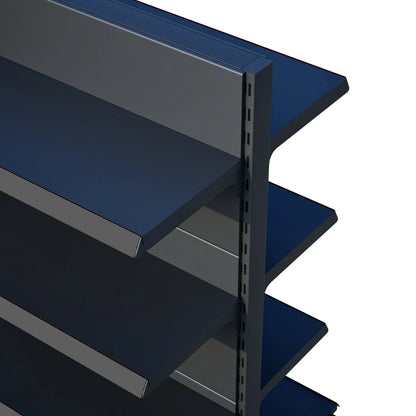 Antrasit Metal Çift Yönlü Orta Reyon 4 Katlı 4'li Birleşik  Market Raf Sistemi | Market Rafı | G360CM Yükseklik H140 CM| Raffar