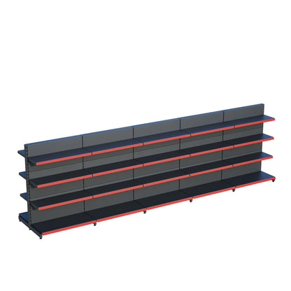 Antrasit Metal Çift Yönlü Orta Reyon 4 Katlı 5'li Birleşik  Market Raf Sistemi | Market Rafı | G450CM Yükseklik H140 CM| Raffar