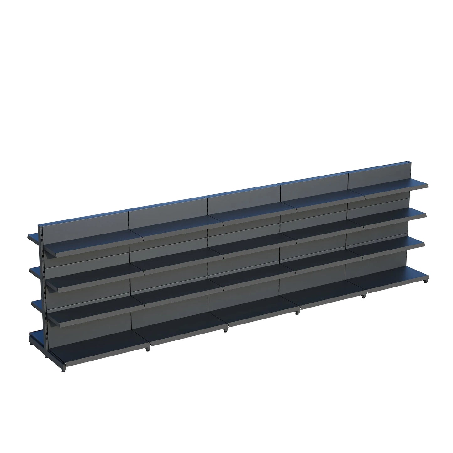 Antrasit Metal Çift Yönlü Orta Reyon 4 Katlı 5'li Birleşik  Market Raf Sistemi | Market Rafı | G450CM Yükseklik H140 CM| Raffar