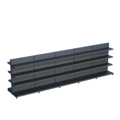 Antrasit Metal Çift Yönlü Orta Reyon 4 Katlı 5'li Birleşik  Market Raf Sistemi | Market Rafı | G450CM Yükseklik H140 CM| Raffar