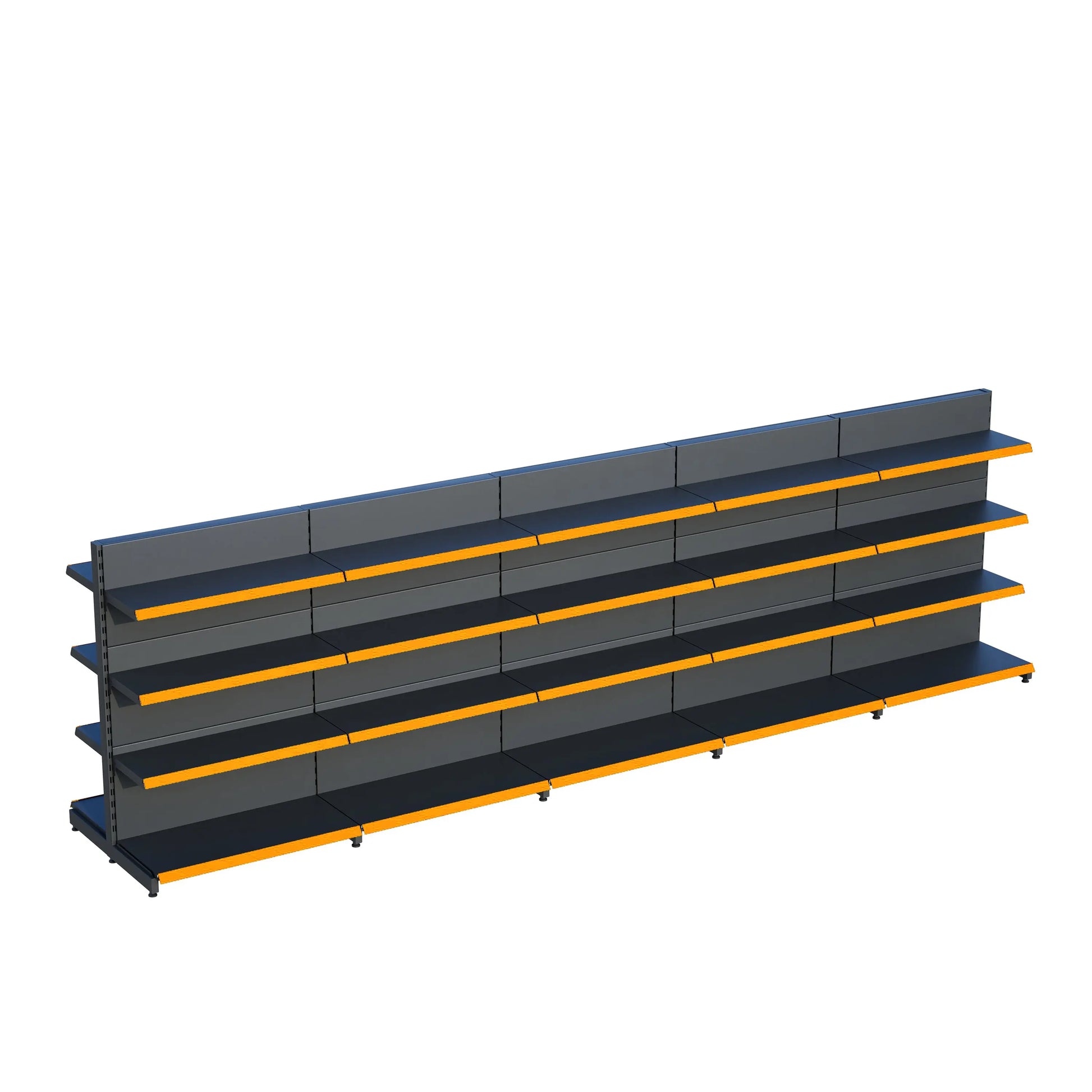 Antrasit Metal Çift Yönlü Orta Reyon 4 Katlı 5'li Birleşik  Market Raf Sistemi | Market Rafı | G450CM Yükseklik H140 CM| Raffar