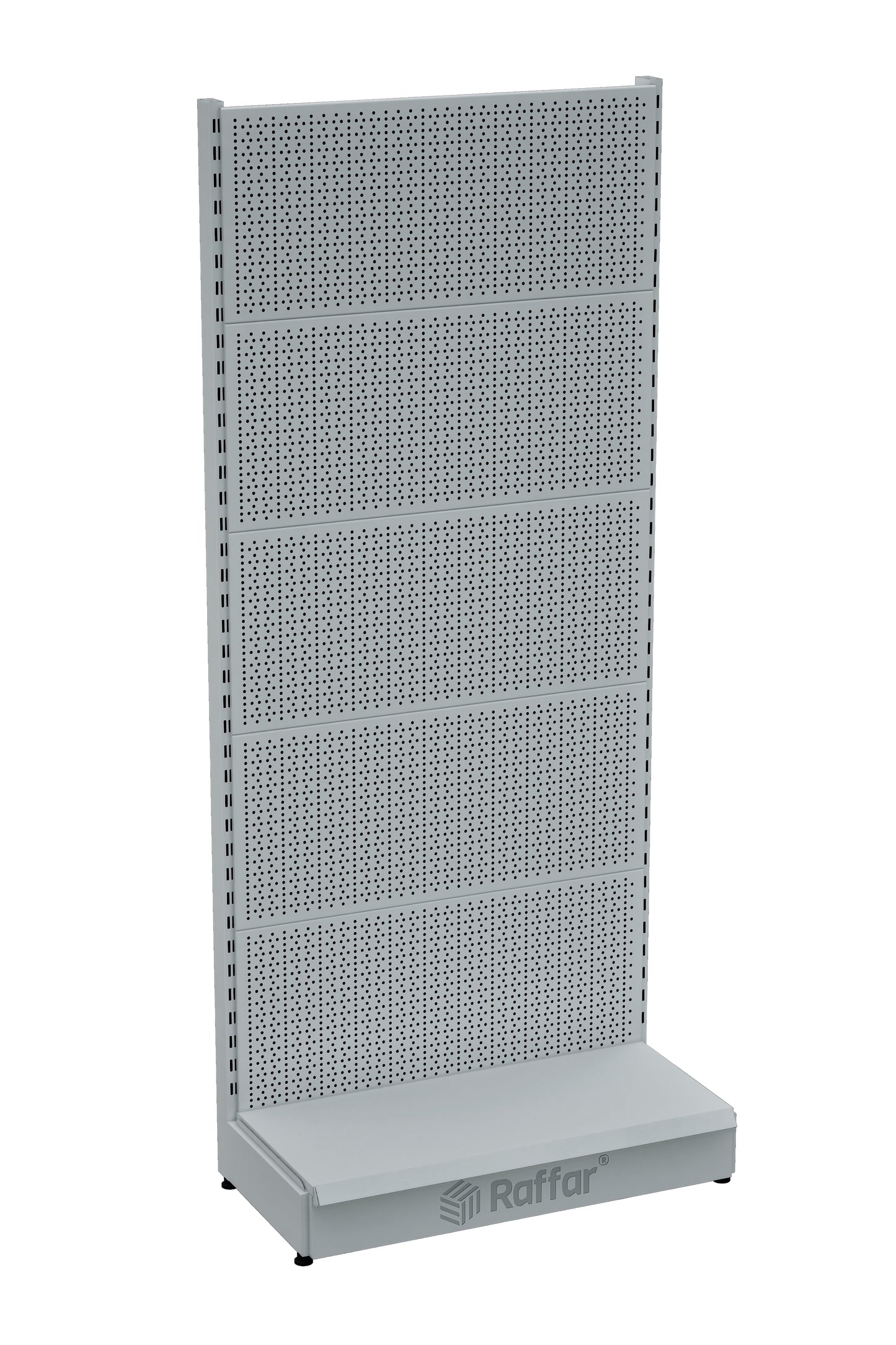 Bazalı Delikli Hırdavat Rafı – Beyaz, Tek Ünite – W90 × H220 × D30/40 cm