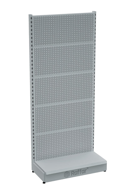 Bazalı Delikli Hırdavat Rafı – Beyaz, Tek Ünite – W90 × H220 × D30/40 cm