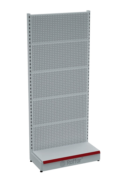 Bazalı Delikli Hırdavat Rafı – Beyaz, Tek Ünite – W90 × H220 × D30/40 cm