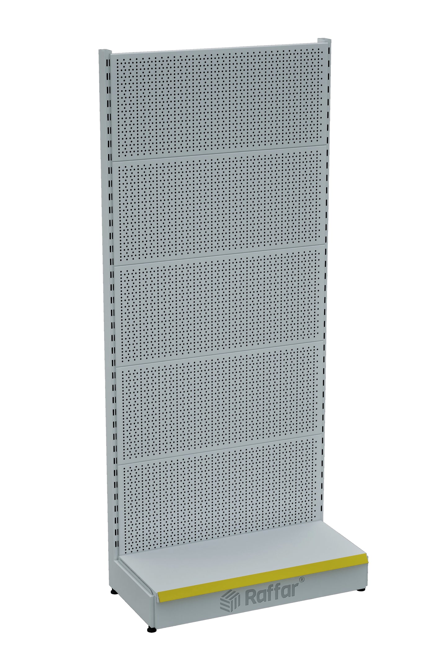 Bazalı Delikli Hırdavat Rafı – Beyaz, Tek Ünite – W90 × H220 × D30/40 cm