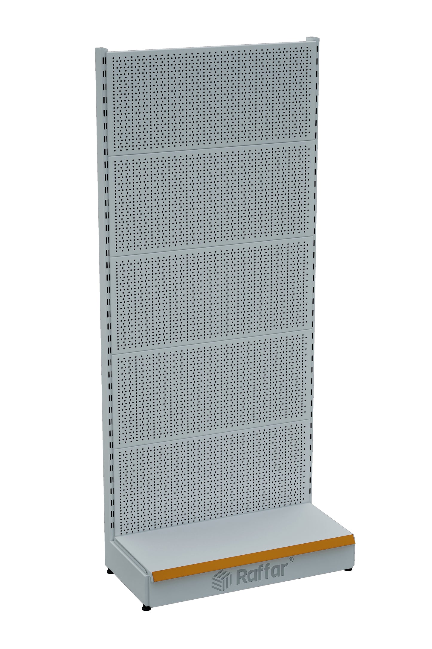 Bazalı Delikli Hırdavat Rafı – Beyaz, Tek Ünite – W90 × H220 × D30/40 cm