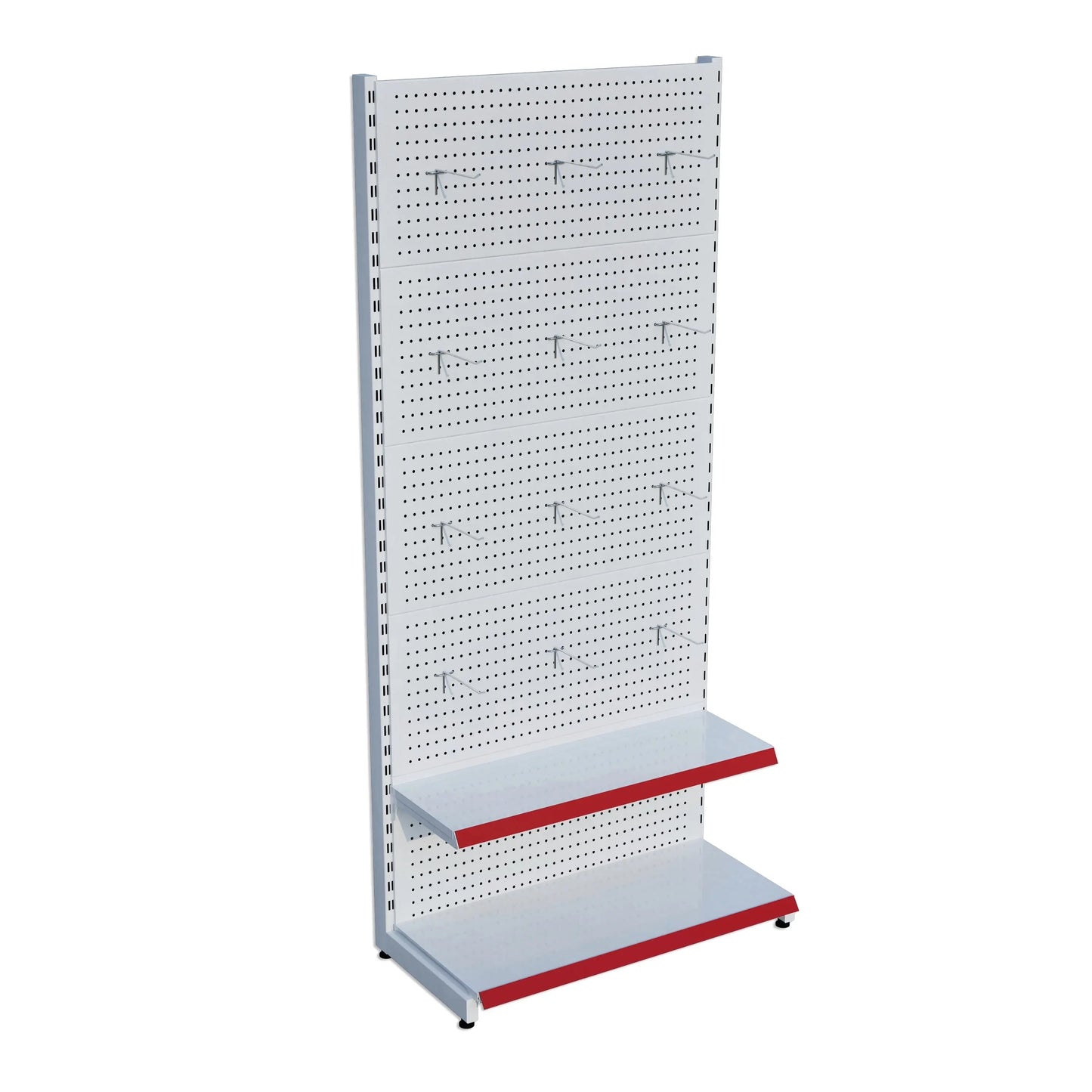 Beyaz Metal Delikli 2 Katlı Market Raf Sistemi | Hırdavat Rafı | G90CM Yükseklik H220 CM| Raffar