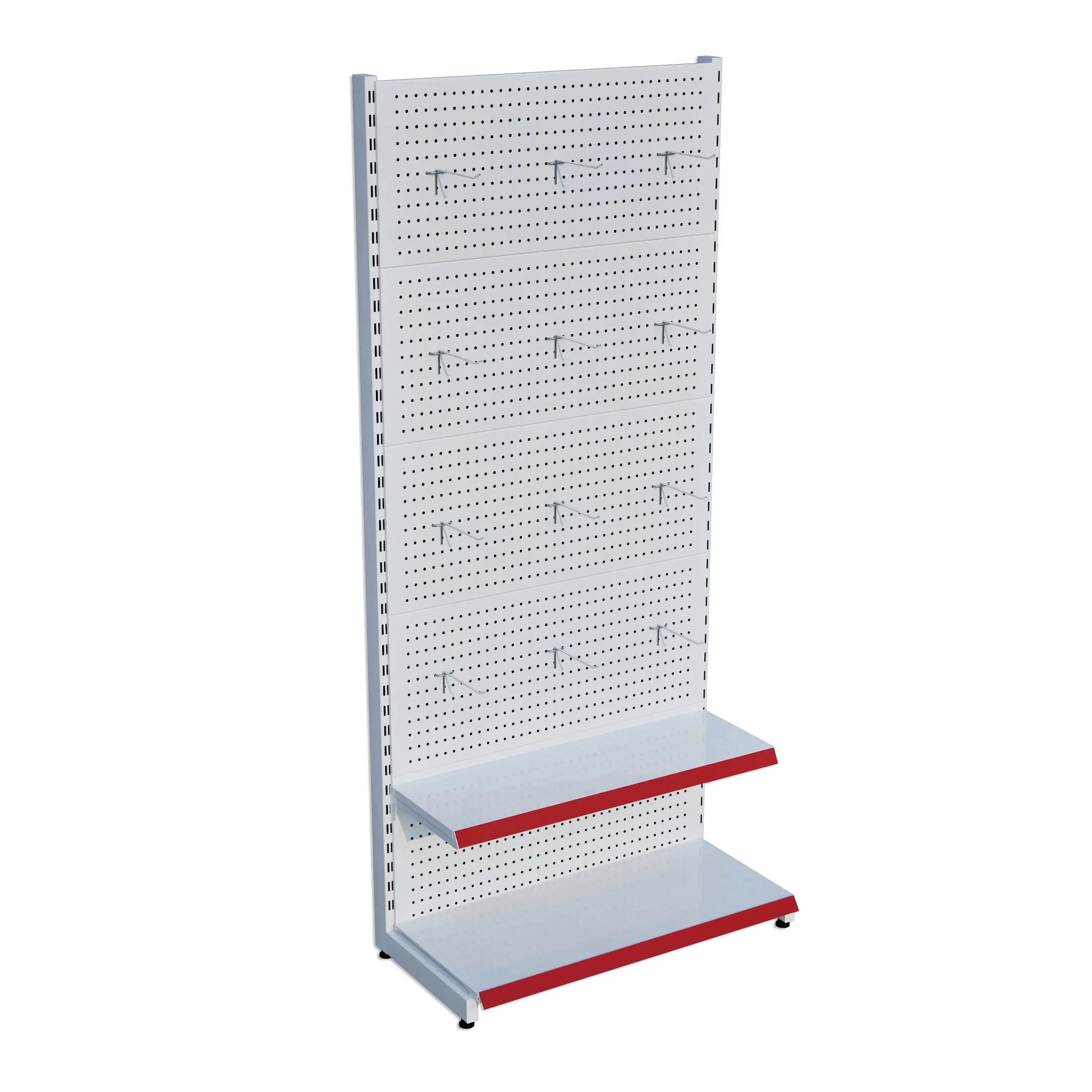 Beyaz Metal Delikli 2 Katlı Market Raf Sistemi | Hırdavat Rafı | G90CM Yükseklik H220 CM| Raffar