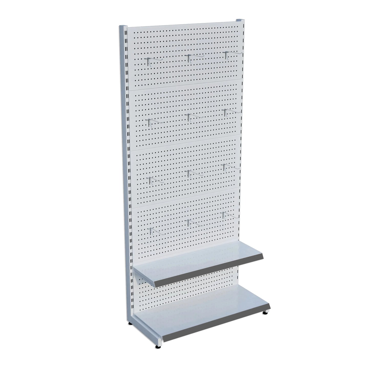 Beyaz Metal Delikli 2 Katlı Market Raf Sistemi | Hırdavat Rafı | G90CM Yükseklik H220 CM| Raffar