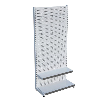 Beyaz Metal Delikli 2 Katlı Market Raf Sistemi | Hırdavat Rafı | G90CM Yükseklik H220 CM| Raffar