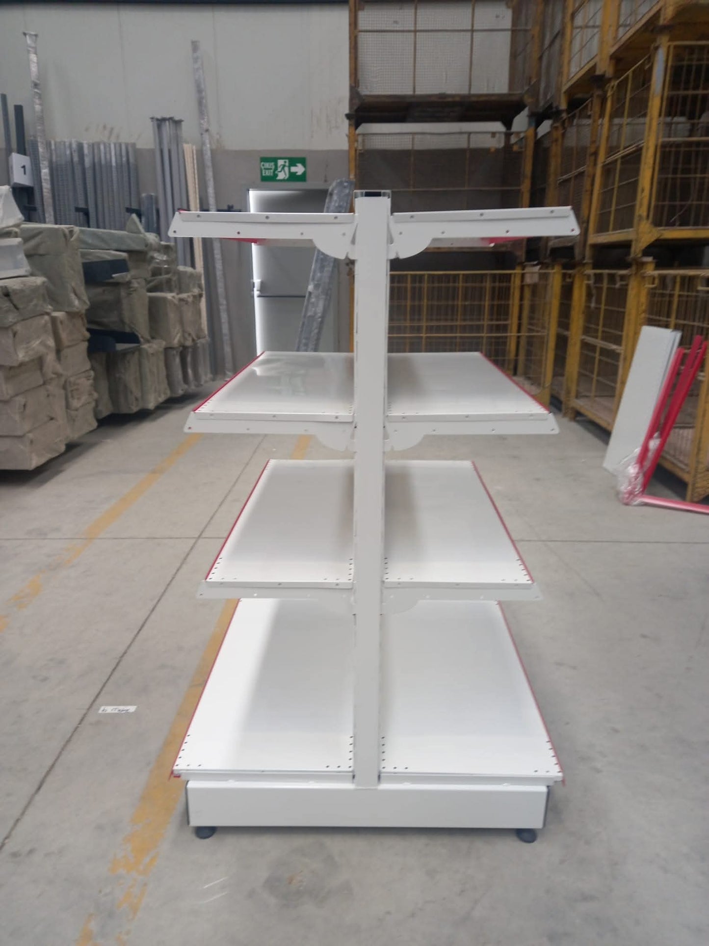 White Metal Perforated 3-Piece Combined 2-Tier Supermarket Shelf System | Hardware Shelf | L270CM Height H220 CM|